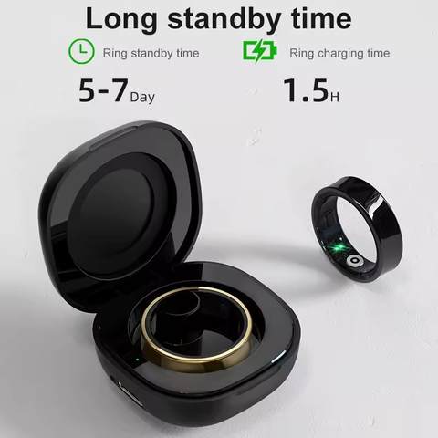 R09 Smart Ring Ladehülle Herzfrequenz Blutsauerstoff Hauttemperatur 5ATM Android iOS
