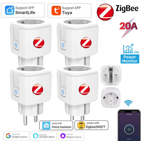 Tuya ZigBee 3.0 Smart Plug EU 16A 20A Power Monitor App Sprachsteuerung Alexa Google