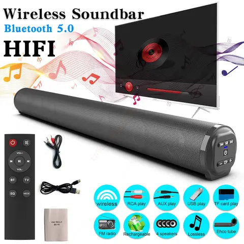Tragbar Drahtlos Bluetooth Sound Bar Subwoofer TV Projektor Desktop Outdoor Stereo Super Power