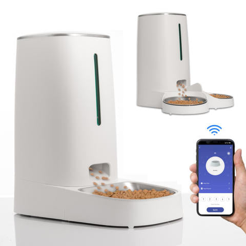 Smart Futterautomat 4L für 2 Katzen WiFi APP Zeitsteuerung Trockenfutter Automatisch Hund Smart