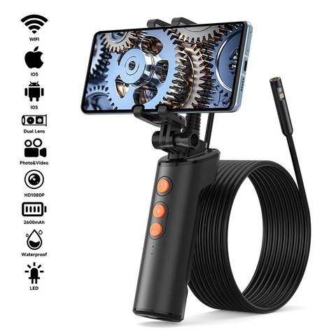 Dual Lens WiFi Endoskop HD1080P Rohr Inspektion Auto Wasserdicht 2600mAh Telefon Halter