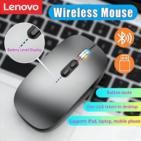 Lenovo Kabellose Maus ultradünn 3 Modi 2.4G Bluetooth Leistungsanzeige ergonomisch wiederaufladbar