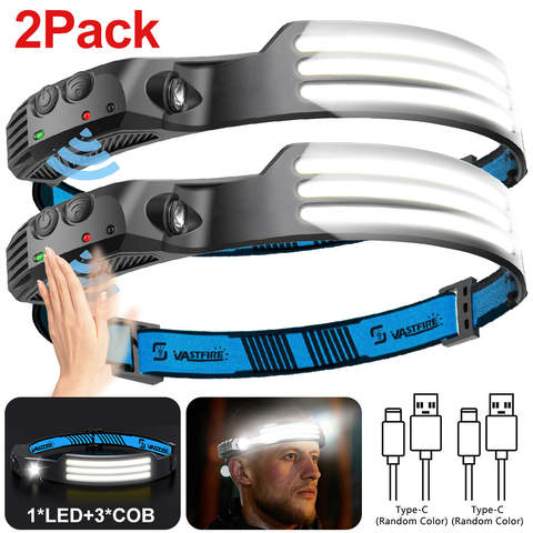 USB-C Wiederaufladbar COB LED Bewegungssensor Stirnlampe Wasserdicht Zoom Angeln Camping Jagd