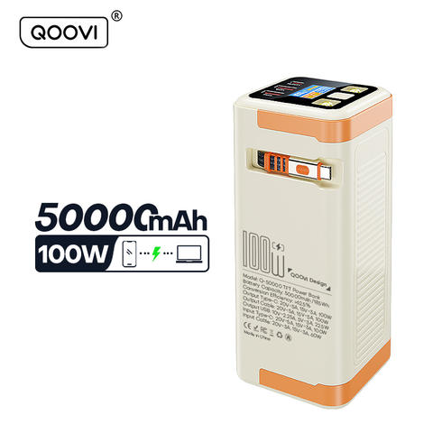 QOOVI 50000mAh Power Bank PD 100W Schnellladung Große Kapazität für iPhone Laptop Samsung