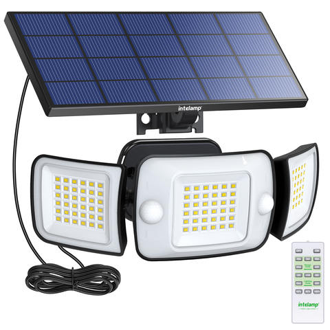 intelamp 4000mAh Outdoor Solar-LED-Leuchte zwei Bewegungssensoren großes Solarpanel IP65 Garten Straße