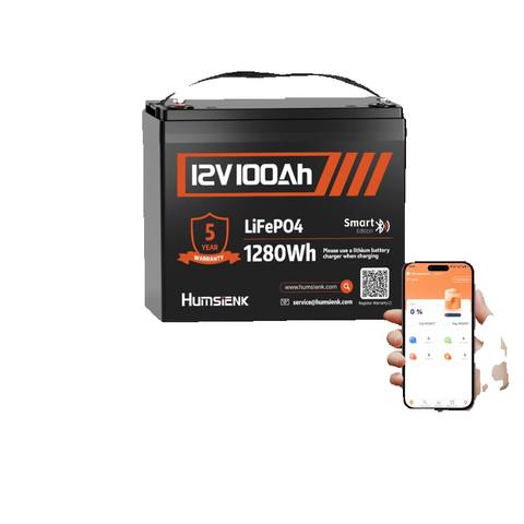 Humsienk 12V 100Ah LiFePO4 Batterie 100A BMS Bluetooth 15000 Zyklen Solar Heimenergiespeicher