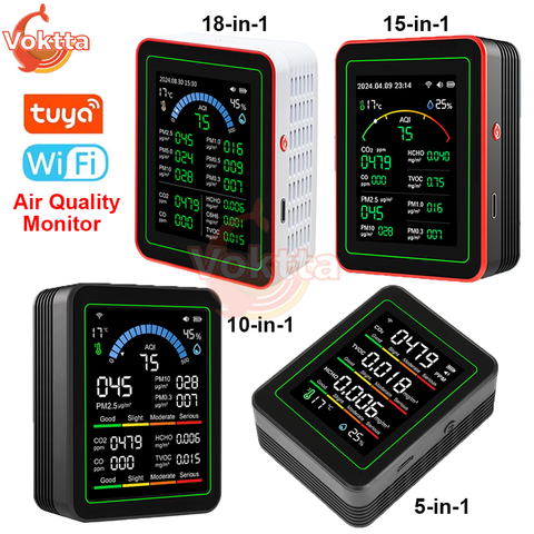 Tuya WiFi Smart Air Qualität Monitor CO2 CO TVOC HCHO PM Formaldehyd Detektor Temperatur Feuchtigkeit
