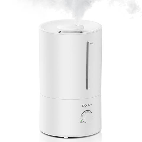 ROUNY Luftbefeuchter 4L Ultraschall 360° Drehbar Leise BPA-frei Niedrigwasserschutz Weiß
