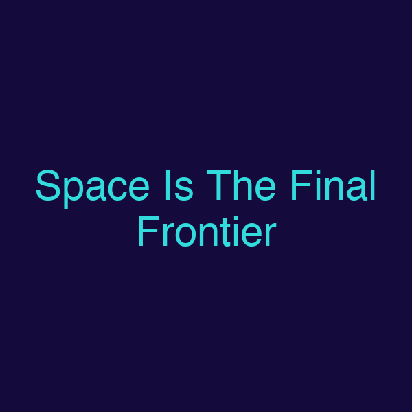 Space Is The Final Frontier