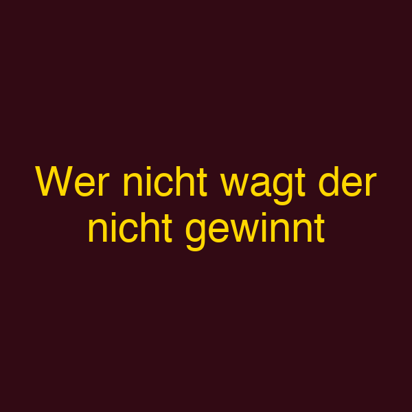 Wer nicht wagt der nicht gewinnt