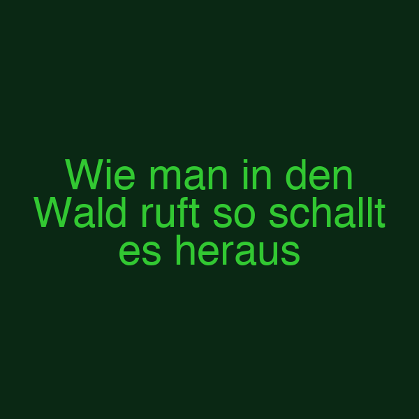 Wie man in den Wald ruft so schallt es heraus