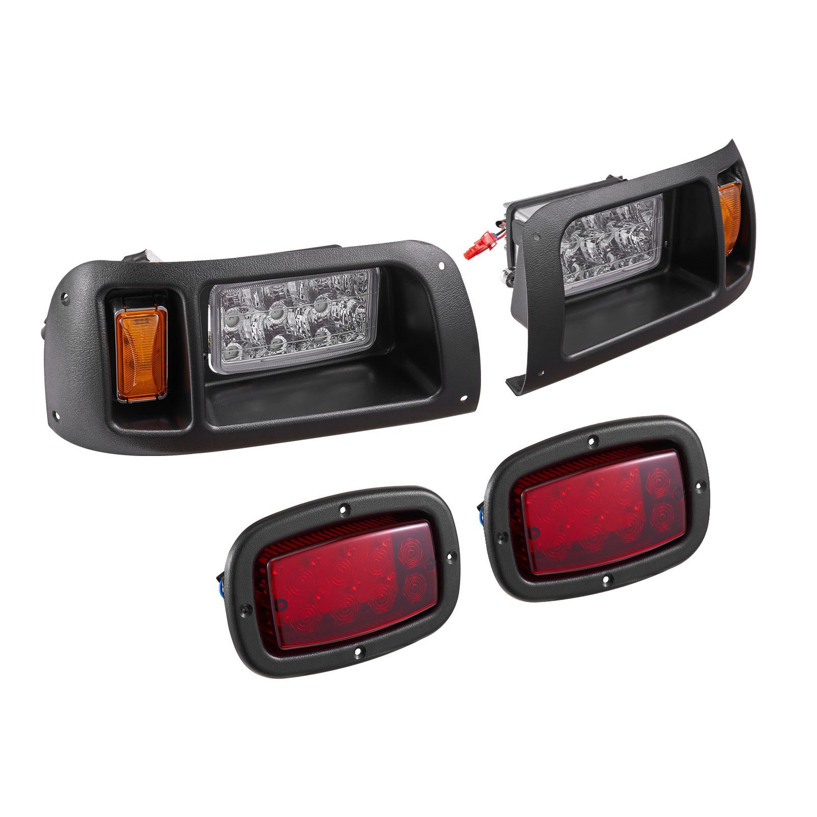 Golf Cart Light Kit, 12 Volt, LED Headlight And Tail Light Kit With Wiring Harness, Switch, Zip Ties, ABS Housing, High-Brightness, Waterproof And Dustproof, Fit For EZGO TXT 1996-2013 Models