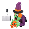 4.43ft Witch Broke Out From Window Inflatable Decoration Built In LED Light Outdoor Props Blow Up Scary Witch US Plug 100‑120V