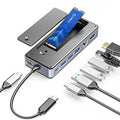 ORICO 8-in-1 USB-C Hub with M.2 NVMe SATA SSD Enclosure Laptop Docking Station Adapter with HD 4K/60Hz USB3.2 Gen2 USB2.0*2 PD 100W RJ45 1000M