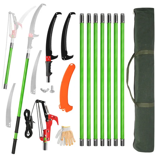 30ft Manual Pole Saw, Lightweight Tree Trimmers Long Handle Pruner Set, Sharp Steel Blade And Scissors Pole Saw For...