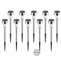 Elfeland 10PCS LED Solar Lawn Path Light Stainless Steel Waterproof Garden Landscape Lamp for Home Street Decoration