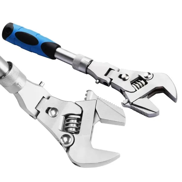 5-in-1 10'' Adjustable Ratchet Wrench With 180° Foldable Head - Dual Torque And Pipe Tool, No Assembly Required