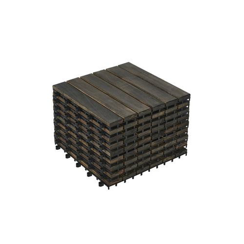 10 PCS Interlocking Deck Tiles Striped Pattern, 12inch X 12inch Dark Brown Square Acacia Hardwood Outdoor Flooring... — kaufen online Deutschland