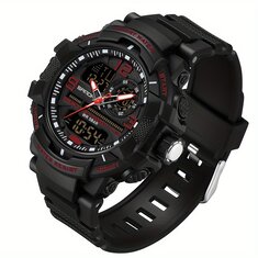 SANDA Men's Dual Display Sports Digital Watches Alarm Clock Day Weeks Multi-functional Luminous Wrist Watch