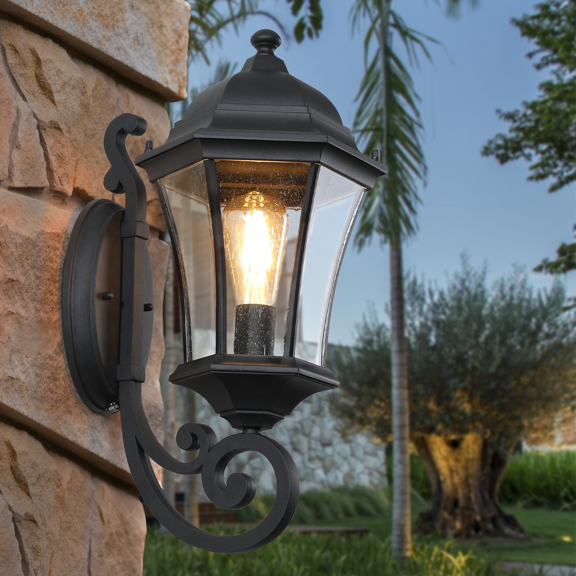 1-Pack Vintage Wall-Mounted Outdoor Lantern Light  Elegant Black Metal Sconce For Porch, Patio, And Garden Lighting Bulb Not Included — kaufen online Deutschland