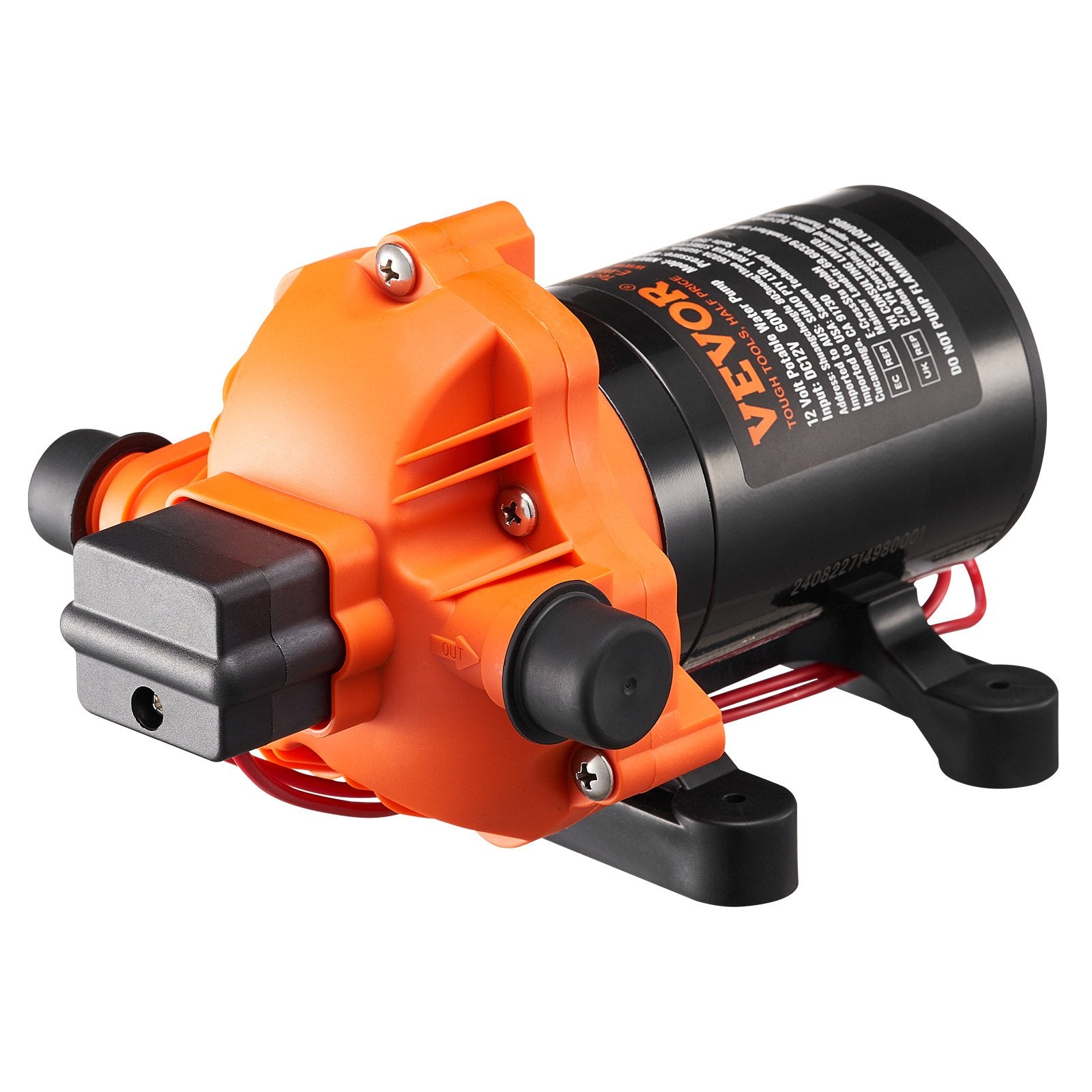 12V Diaphragm Pump 1.8GPM 6.81 L/min 3-Chamber Water Pump Pressure Switch
