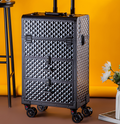 Makeup Storage Box Beauty Artist Suitcase Luxury Aluminum Rolling Wheel Barber Toolbox Vintage Manicure Embroidery...