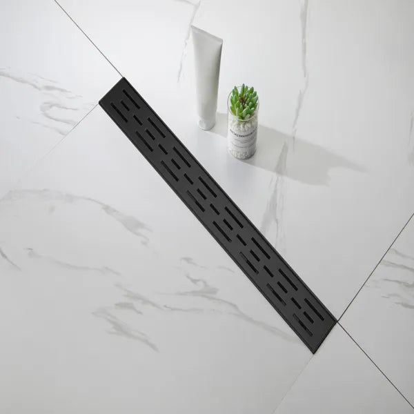 24 Inch Linear Shower Drain With Removable Brick Patterned Grate Cover, 304 Stainless Steel Shower Floor Drain With...