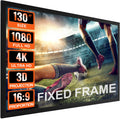 Projector Screen Fixed Frame 130inch Diagonal 16:9 Movie Projector Screen 4K HD With Aluminum Frame Projector Screen...