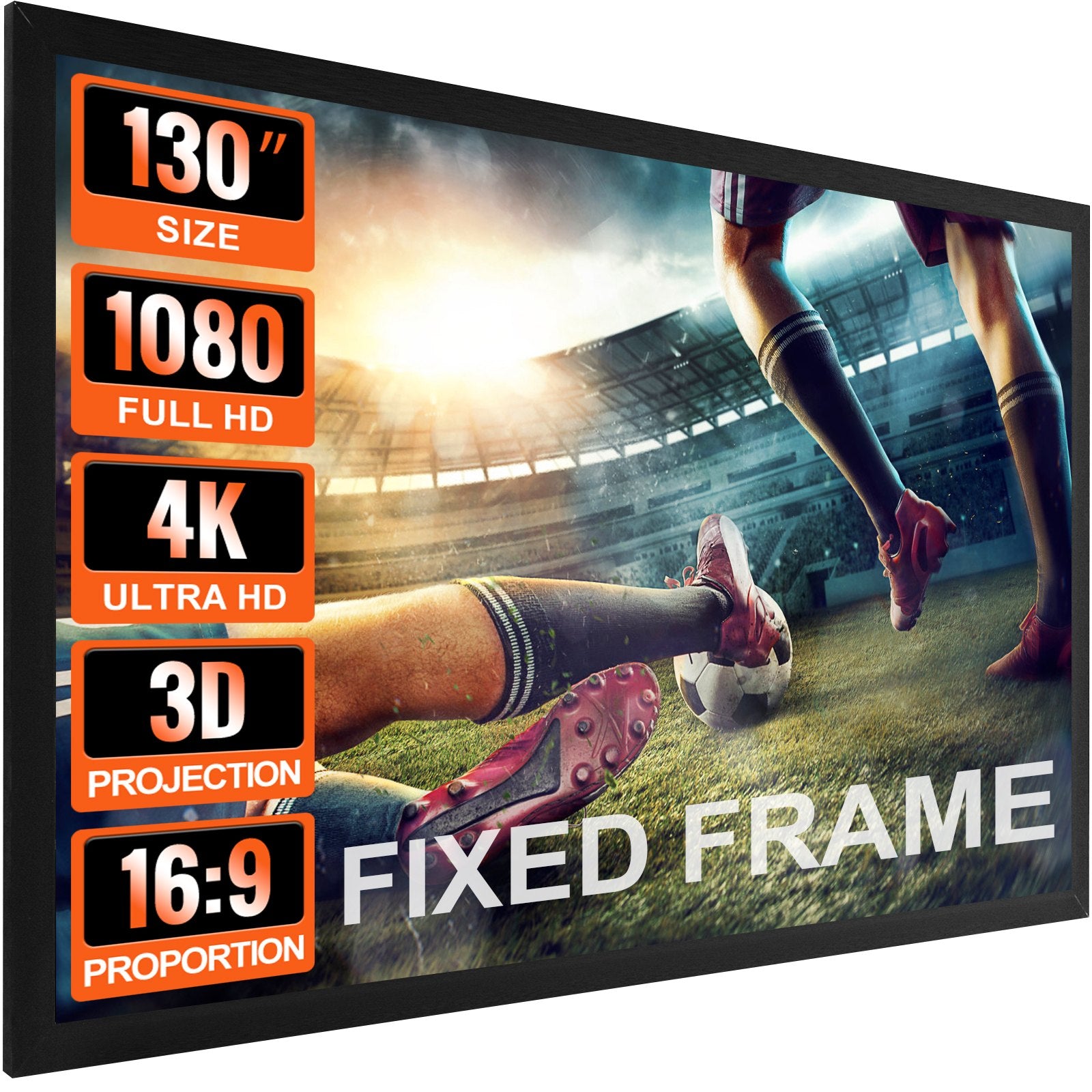 Projector Screen Fixed Frame 130inch Diagonal 16:9 Movie Projector Screen 4K HD With Aluminum Frame Projector Screen...