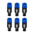 5 Core 4 Pole Speakon Connector 6 Pieces With Twist Lock Audio Jack Male Plug ?Loud Speaker To Amplifier Plug - 4 Conductor Speak-On Cable Adapter Replacement - SPKN BLU 6PCS