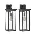 20  H Set Of 2 Modern Outdoor Wall Lanterns With Black Metal Frame And Clear Glass, Weatherproof Wall Sconces For Porch, Garage, Or Entryway Lighting, E26 Bulb Compatible  No Bulbs
