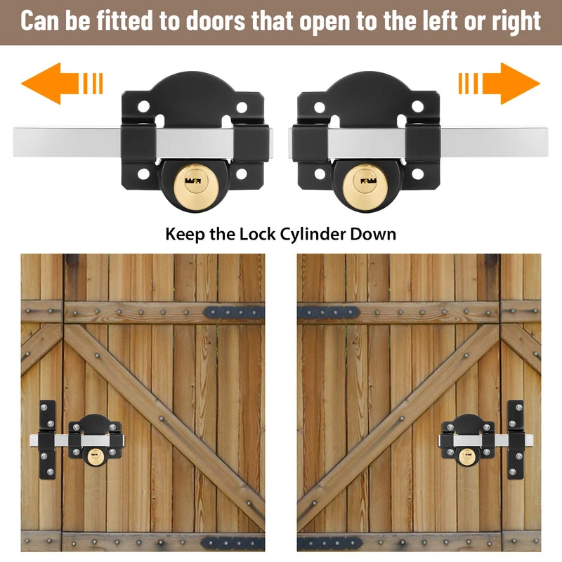 Both Side 50mm Long Throw Gate Lock,Heavy Duty Stainless Steel Gate Lock Door With 5 Keys For Wooden Garden Gates,...