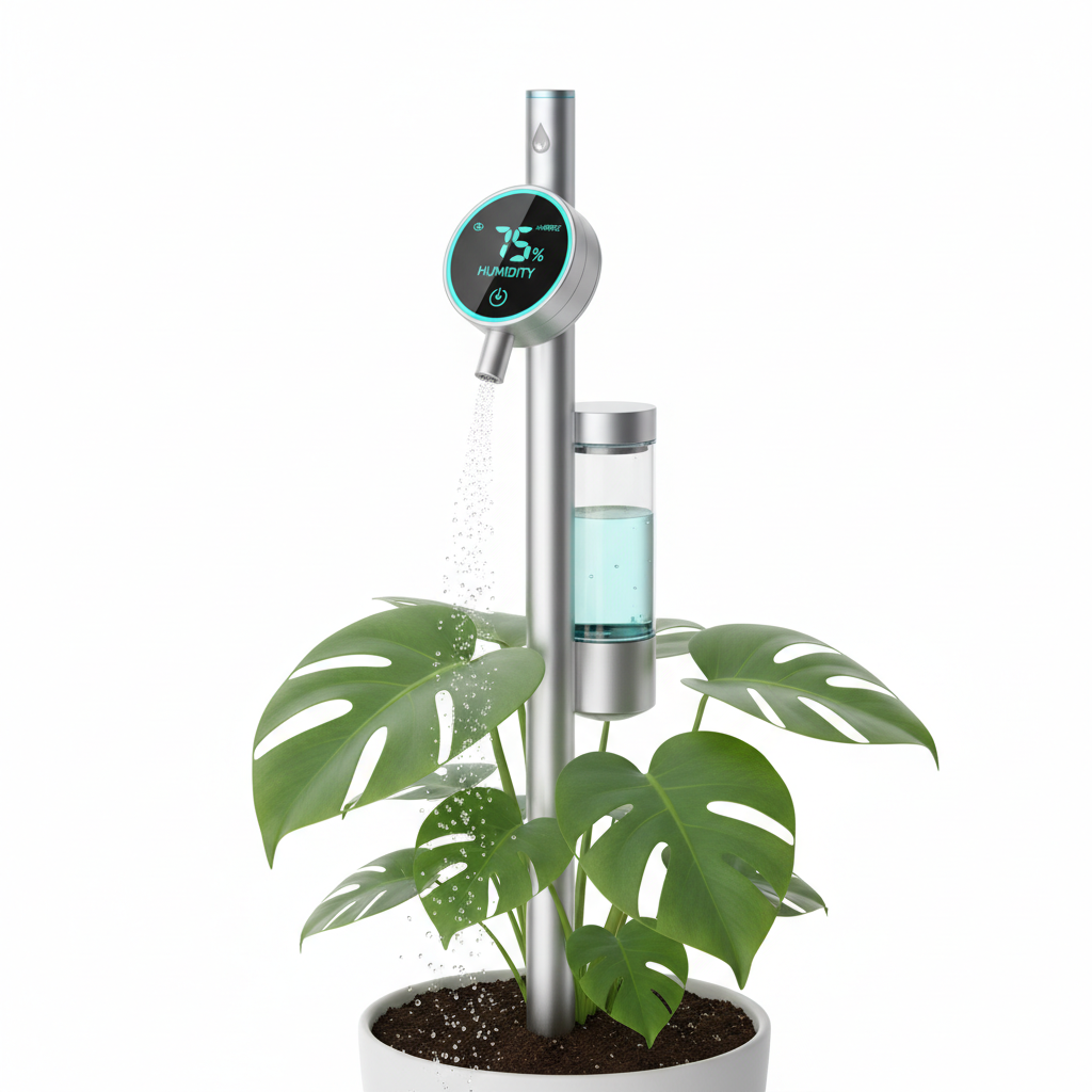 AquaFlow Precision Spritz: App-gesteuerte Bewässerung für Pflanzen