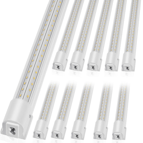 10 Pack LED Shop Light, 8 FT, 80W Linkable Shop Light Fixture, 10000 LM Ceiling Lights 59 In Power Cords With ON/OFF Switch 48 In Connector Cables, For Garage Warehouse Home Workkshop And Office — kau