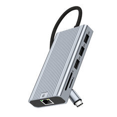 ULT 10-in-1 Type-C Docking Station with USB3.0 USB2.0 4K HD*2 PD100W 1000M RJ45 SD&TF3.0 Multiports Splitter Adapter