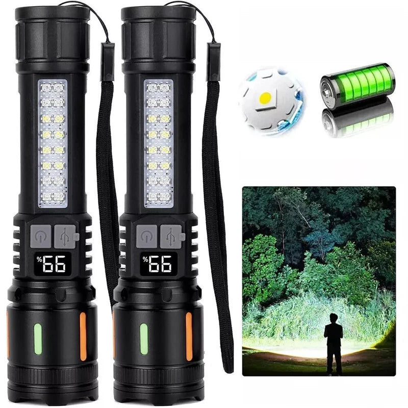 2PCS LED Flashlight High Lumen, Rechargeable, LED Torch Light Battery Powered, 5 Modes, Waterproof, Zoomable,...