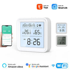 Smart WiFi Hygrometer Thermometer Sensor Indoor Temperature Humidity Monitor Works with Alexa Google Home High Accuracy Remote Control App Sync Time Display