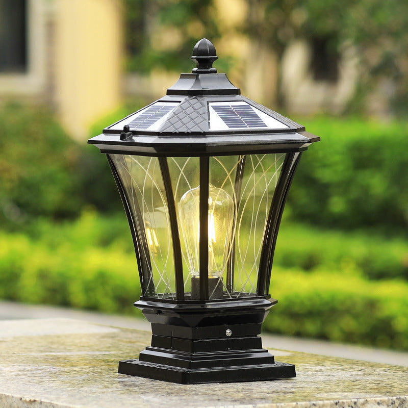 Solar Courtyard Light European Outdoor Column Headlight Waterproof Fence Gate Pillar Light Outdoor Wall Headlight
