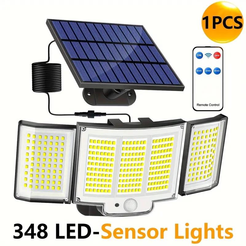 1-Pack Outdoor Solar Light 348-LED Motion Sensor Light With Remote Control 3-Head, Waterproof — kaufen online Deutschland