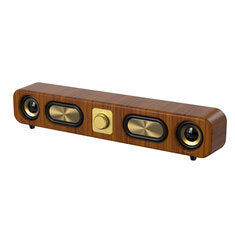 Vintage Wooden Speaker Wired bluetooth Soundbar with Four Units Surround Sound 2400mAh Battery Support U Disk TF Card AUX Playback FM Radio Desktop Subwoofer Speaker