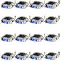 Driveway Lights 16-Pack, Solar Driveway Lights With Switch Button, Solar Deck Lights Waterproof, Wireless Dock Lights 6 LEDs For Path Warning Garden Walkway Sidewalk Steps, LED Bright Blue