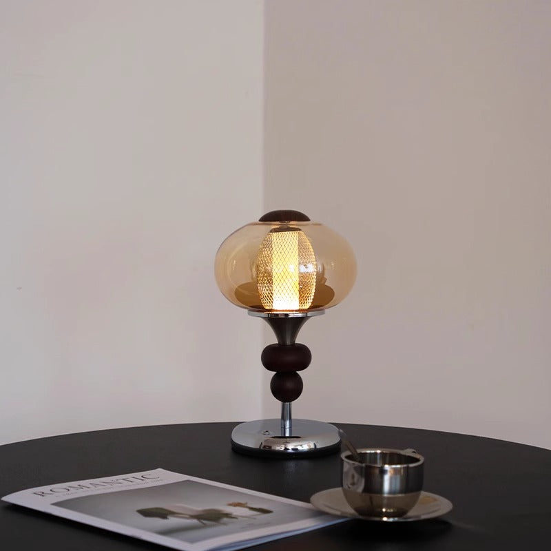 Zhonggu Solid Wood Palace Table Lamp Rechargeable Touch Switch
