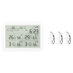 WS06 Tuya WiFi Weather Station Smart Hygrometer Thermometer Indoor Outdoor Temperature Humidity Monitor Remote APP Control 1 Main 3 Sensors