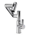 Chrome Bathroom Sink Faucet With Spray Function And Temperature Display For Anti-Skid Switch And Hot & Cold And 360 Rotary