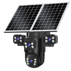 Guudgo 2MP+2MP+2MP+2MP Four Lens Solar Camera 5X Zoom 4G AOV Outdoor Security Camera 360 Degree Smart Night Vision Waterproof Camera