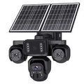 9MP Solar Security Camera Outdoor Wireless Triple Lens AOV PIR PTZ 4G LTE Color Night Vision Two Way Audio IP66 Waterproof Dual Solar Panel Smart Home CCTV Camera