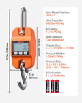 Digital Crane Scale, 880 Lbs/400 Kg Max Capacity, Handheld Hanging Scale With Cast Aluminum Case & LCD Display, 0.2 Lbs Division & 3 Unit Switch, Auto-Off Setting For Farm Hunting Fishing, Orange