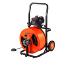 Drain Cleaning Machine 100FT X 3/4 Inch, Sewer Snake Machine Auto Feed, Drain Auger Cleaner With 4 Cutter & Air-Activated Foot Switch For 1" To 4" Pipes
