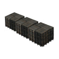 Acacia Wood Interlocking Deck Tiles Checker Pattern, 30 PCS 12inch X 12inch Dark Brown Square Acacia Hardwood...