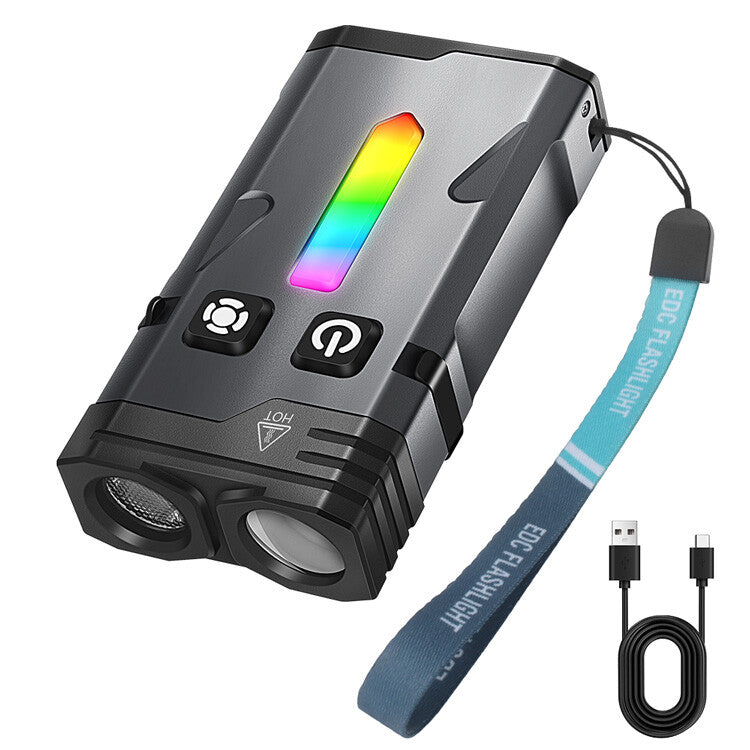 BORUIT EV10 LED Keychain EDC Flashlight Type-C Rechargeable RGB Torch Work Light